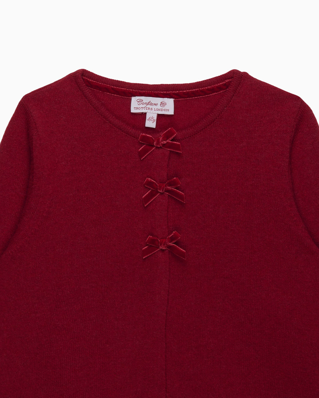Confiture Cardigan Velvet Bow Cardigan in Red