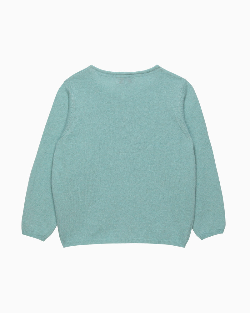 Velvet Bow Cardigan in Sea Green