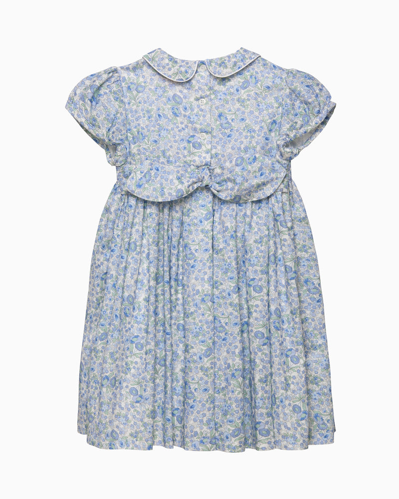 Arabella Floral Smocked Dress in Blue