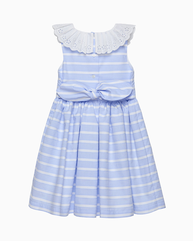 Stripe Broderie Collar Dress
