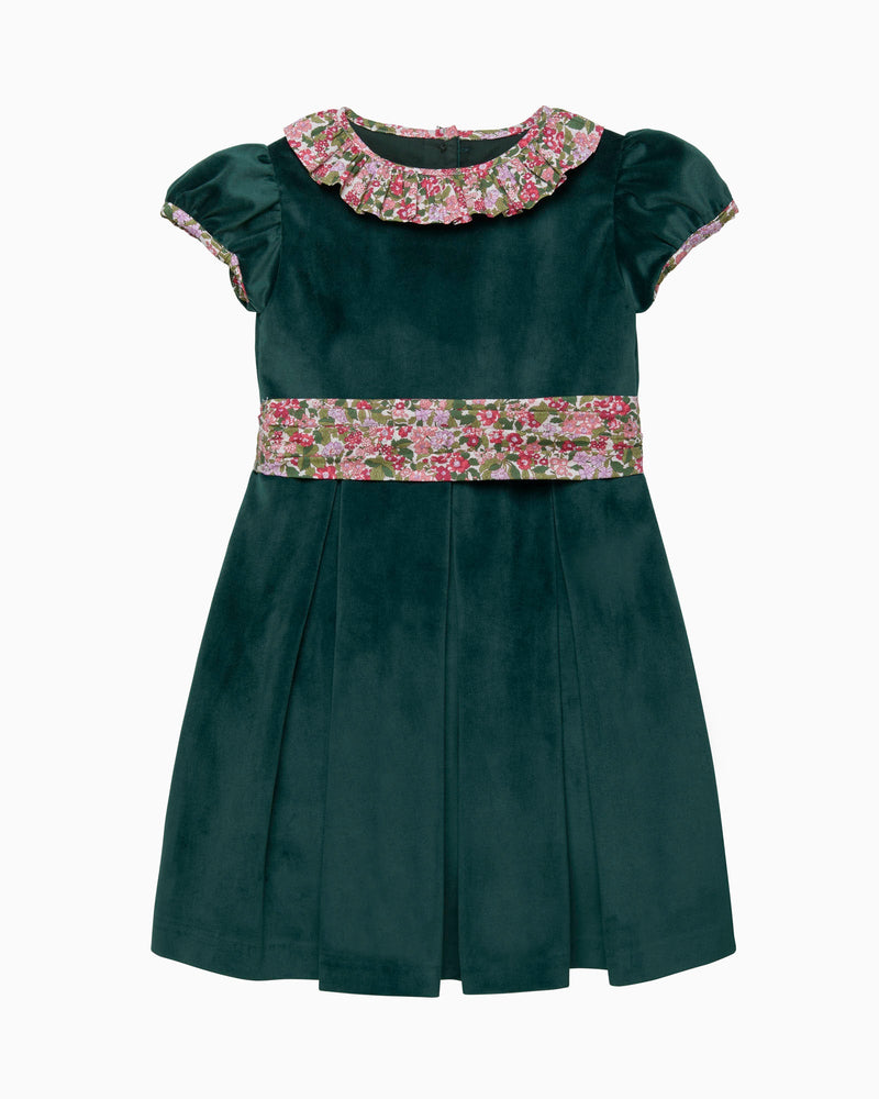 Velvet Party Dress in Red Hedgerow