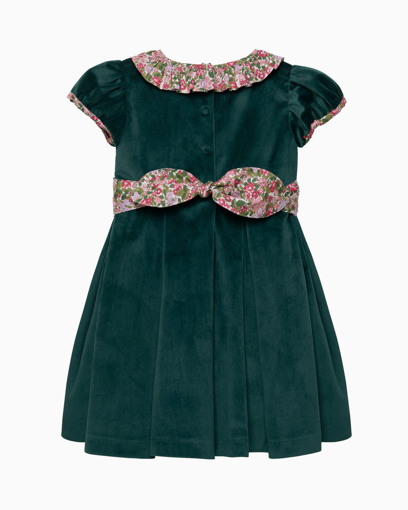 Velvet Party Dress in Red Hedgerow