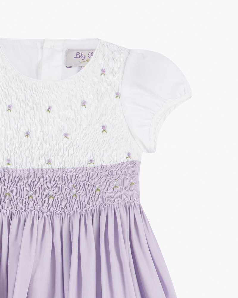 Rose Hand Smocked Dress in Lilac