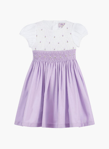 Rose Hand Smocked Dress in Lilac