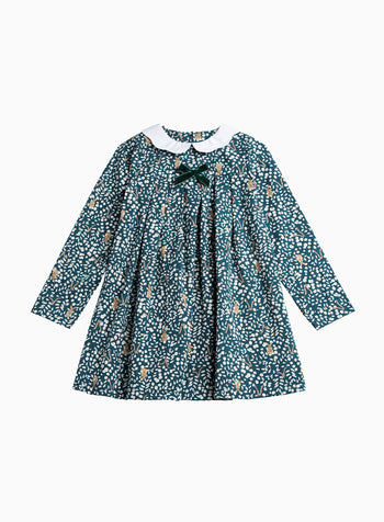 Confiture Dress Woodland Bunny Jersey Dress in Forest Green
