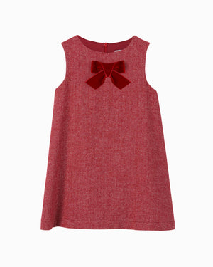 Georgina Bow Dress in Red Herringbone