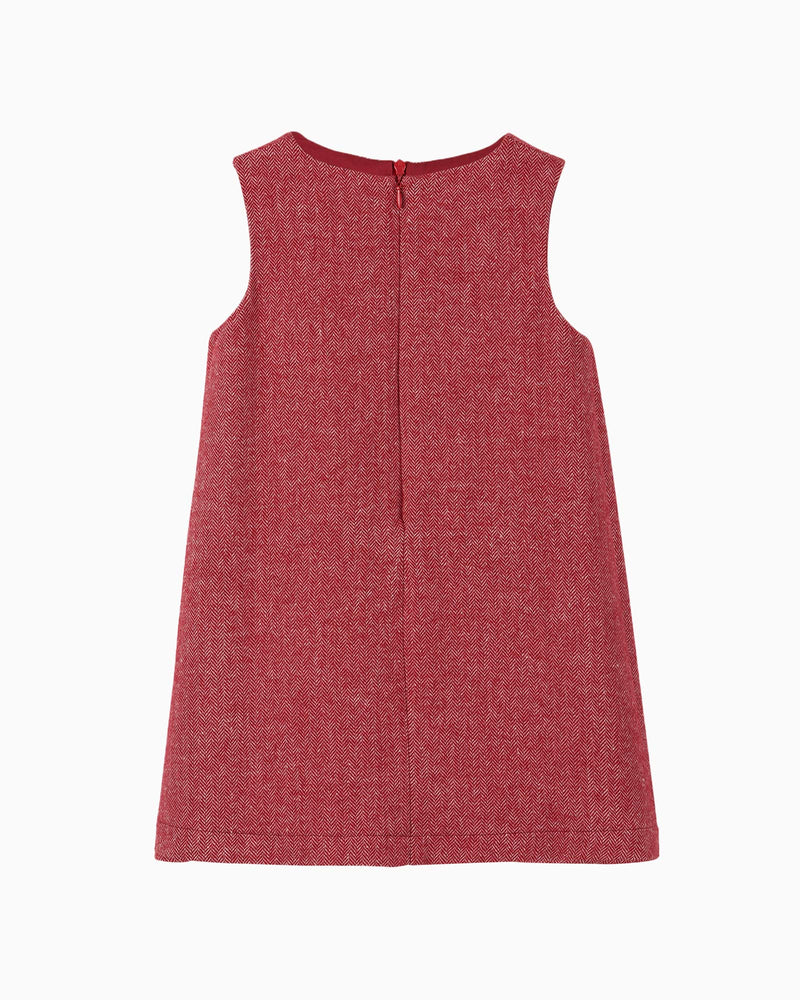 Georgina Bow Dress in Red Herringbone
