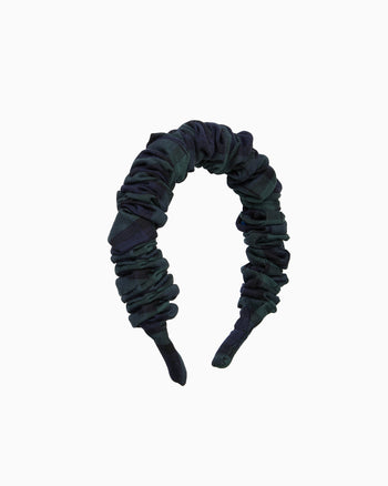Scrunchie Headband in Navy/Green Plaid