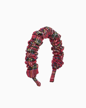 Scrunchie Headband in Red Plaid
