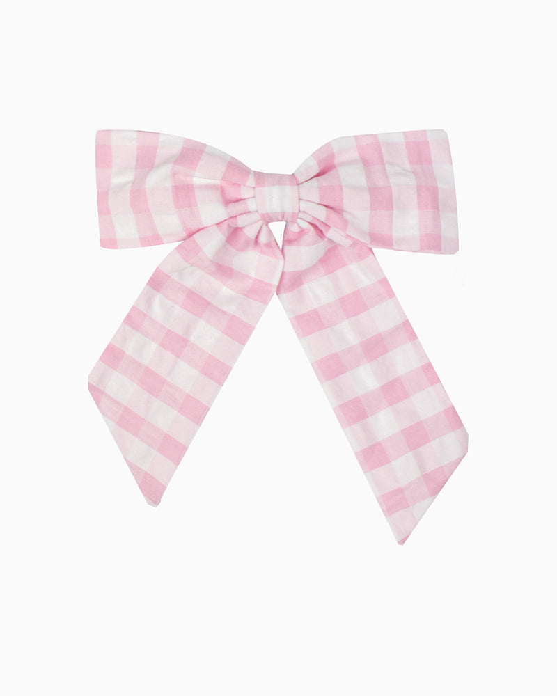 Confiture Clip Big Bow Hair Clip in Pink Gingham