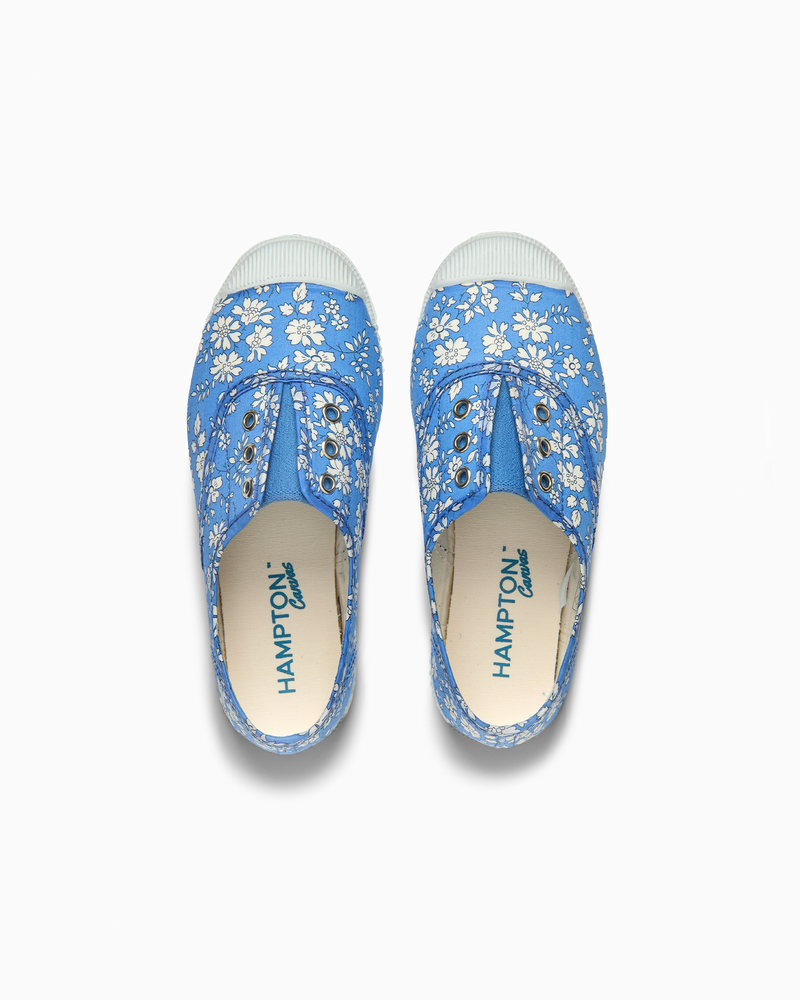 Hampton Canvas Plum Print Plimsolls in Blue Capel