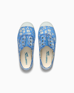 Hampton Canvas Plum Print Plimsolls in Blue Capel