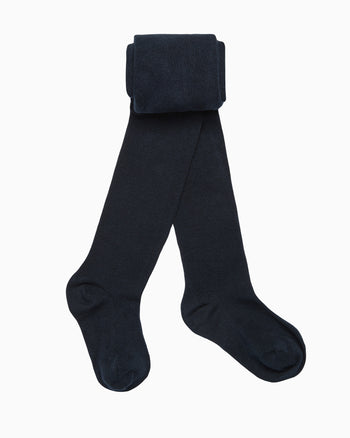 Plain Cotton Tights in Navy