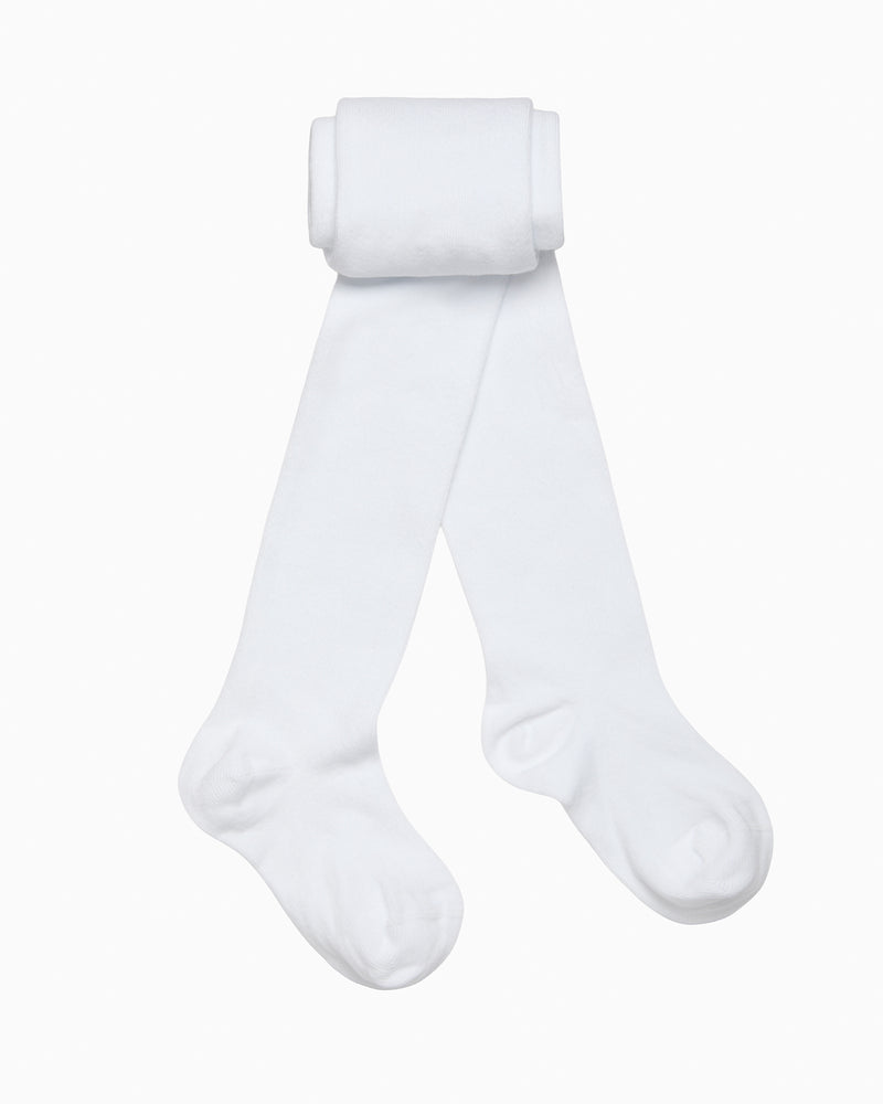 Plain Cotton Tights in White