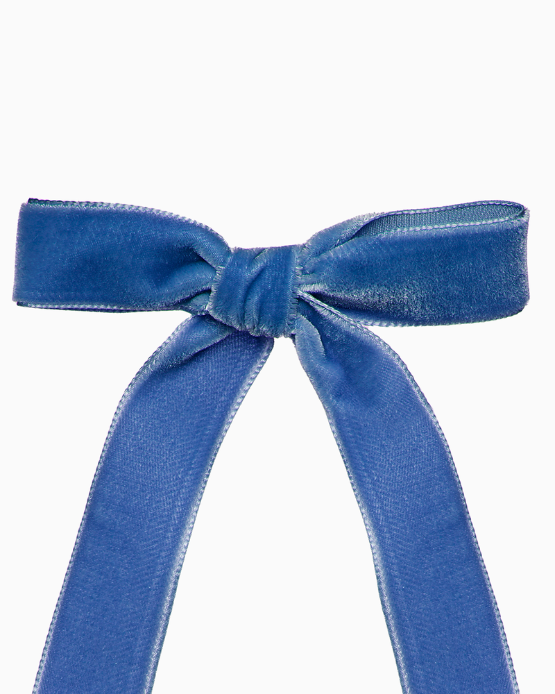 Large Velvet Bow Hair Clip in Azure Blue
