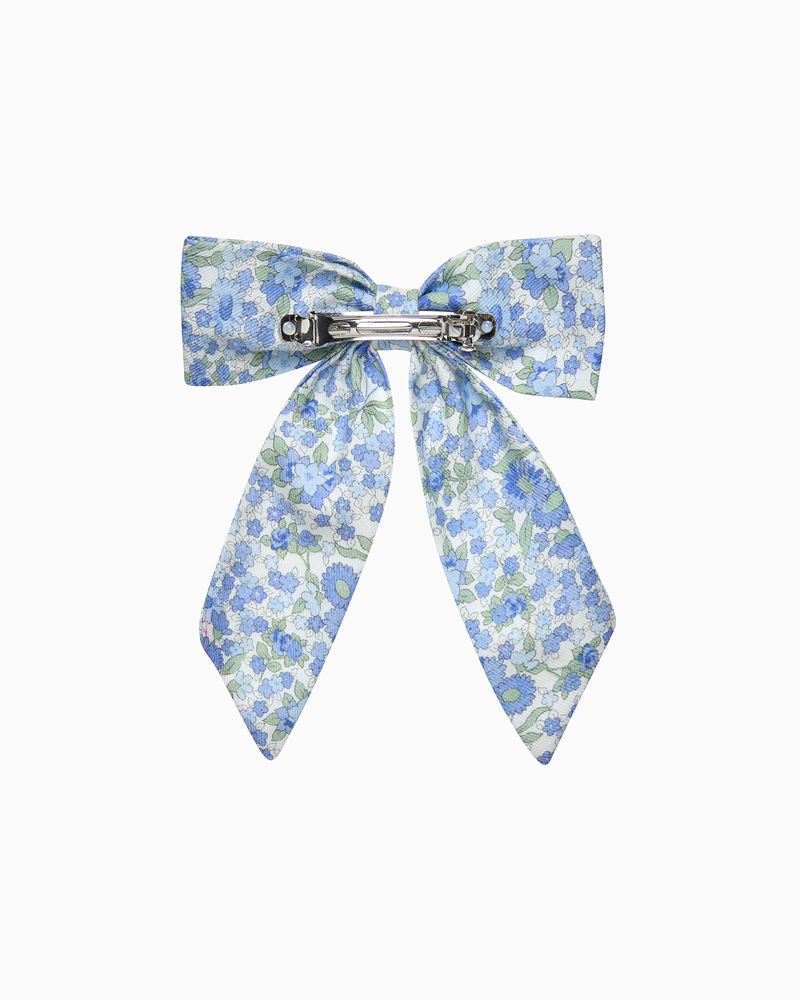 Long Bow Hair Clip in Blue Arabella