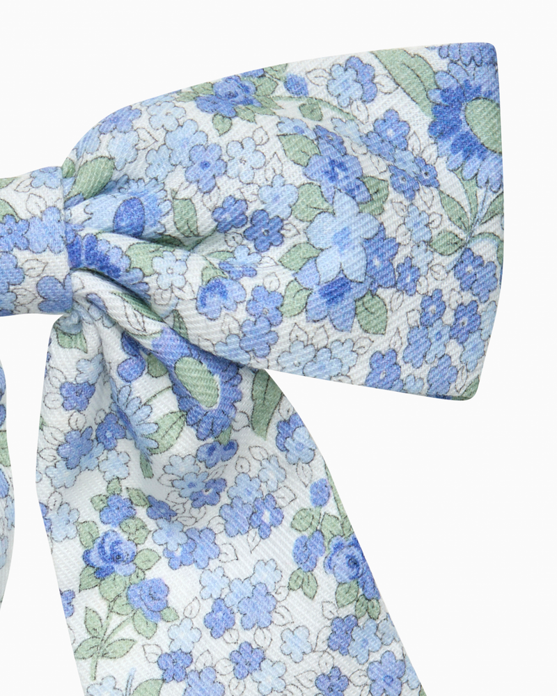Long Bow Hair Clip in Blue Arabella