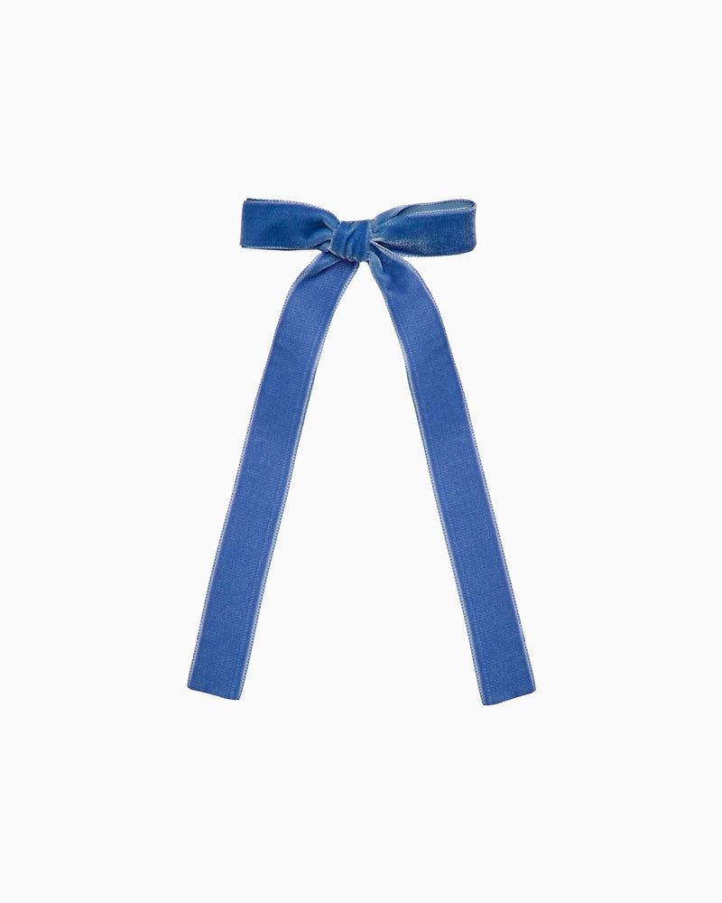Large Velvet Bow Hair Clip in Azure Blue