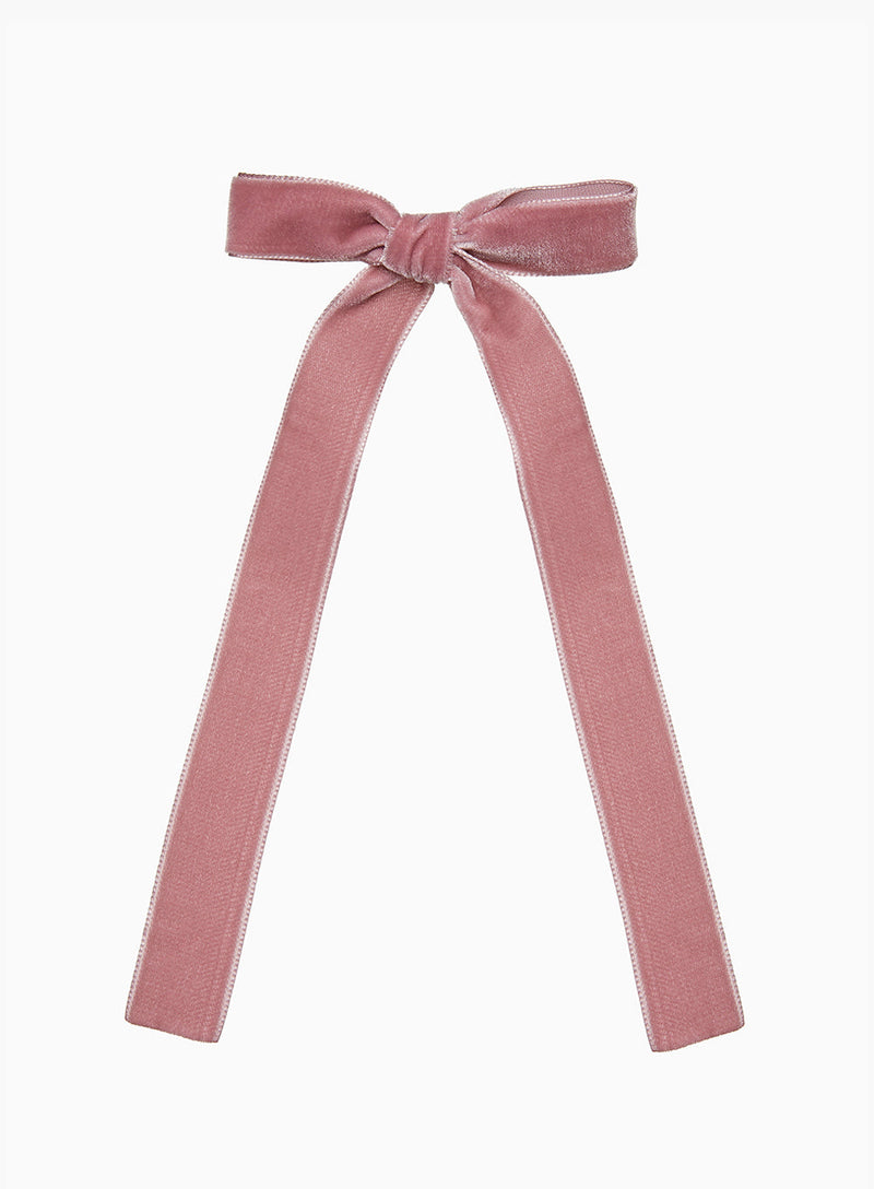 Large Velvet Bow Hair Clip in Blush