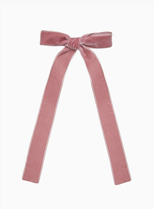 Large Velvet Bow Hair Clip in Blush