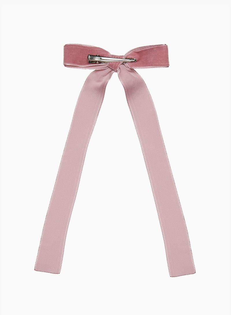 Large Velvet Bow Hair Clip in Blush