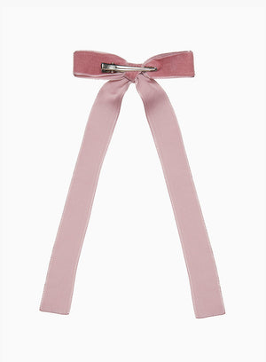 Large Velvet Bow Hair Clip in Blush