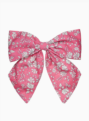 Long Bow Hair Clip in Bright Pink Capel