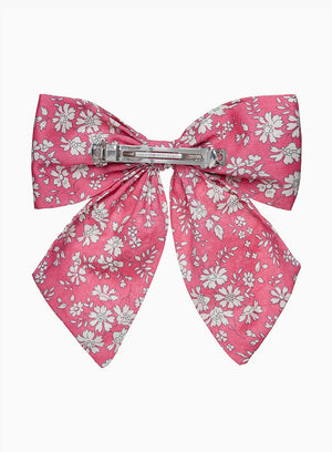 Long Bow Hair Clip in Bright Pink Capel