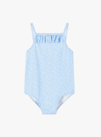 Baby Frill Swimsuit in Blue Miniature Floral