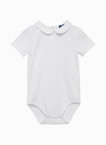 Baby Short-Sleeved Milo Piped Bodysuit in White