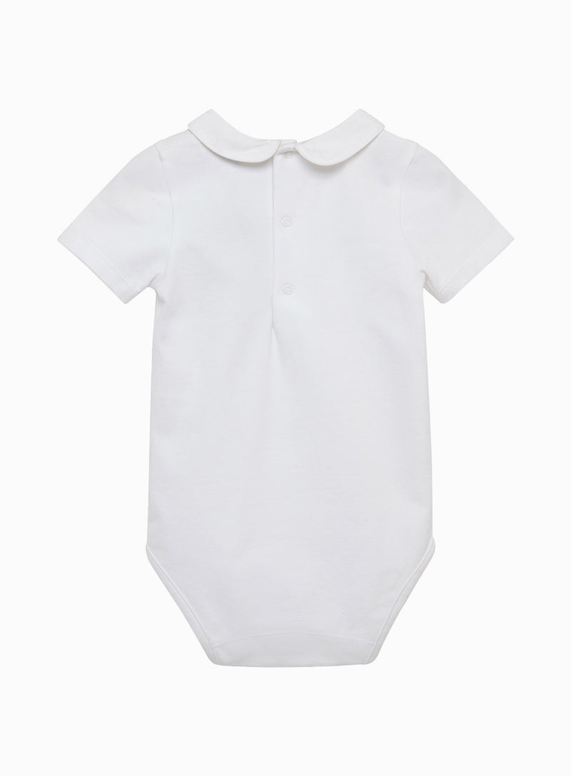 Baby Short-Sleeved Milo Piped Bodysuit in White