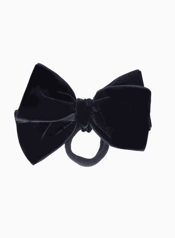 Velvet Bow Hair Bobble in Black