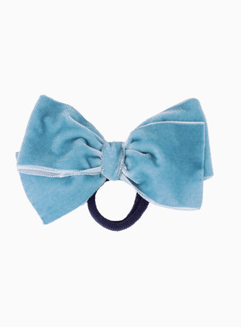 Velvet Bow Hair Bobble in Blue