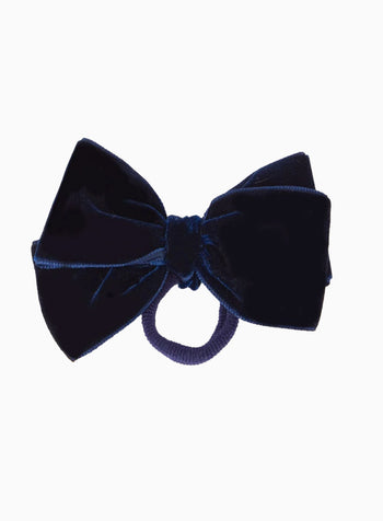 Velvet Bow Hair Bobble in Navy