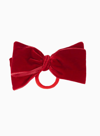 Velvet Bow Hair Bobble in Red