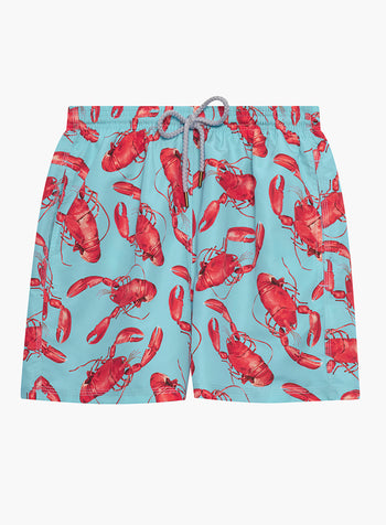 Mens Daddy & Me  Swimshorts in Aqua Lobster