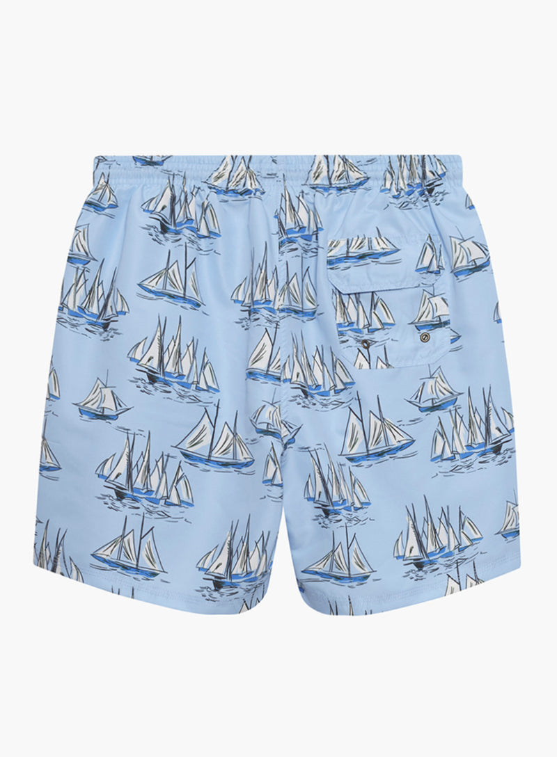 Mens Daddy & Me Swimshorts in Blue Sailboat