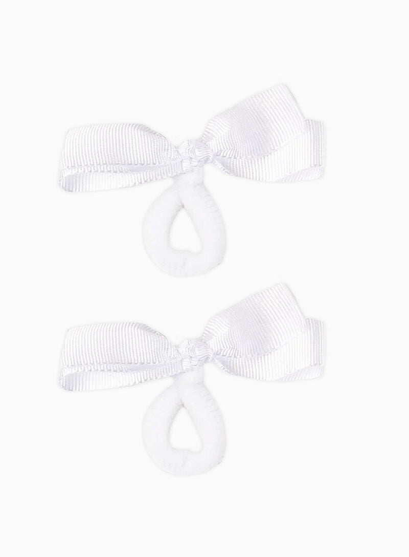 Mini Bow Hair Bobbles in White
