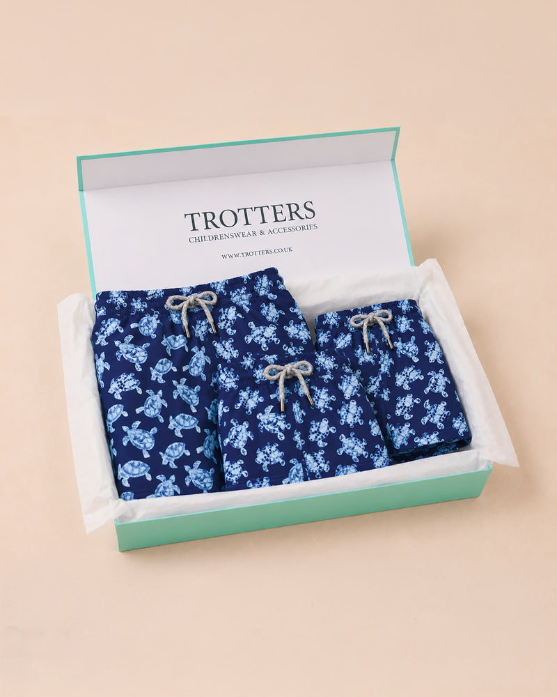 Daddy & Me Navy Turtle Swimshorts Gift Set