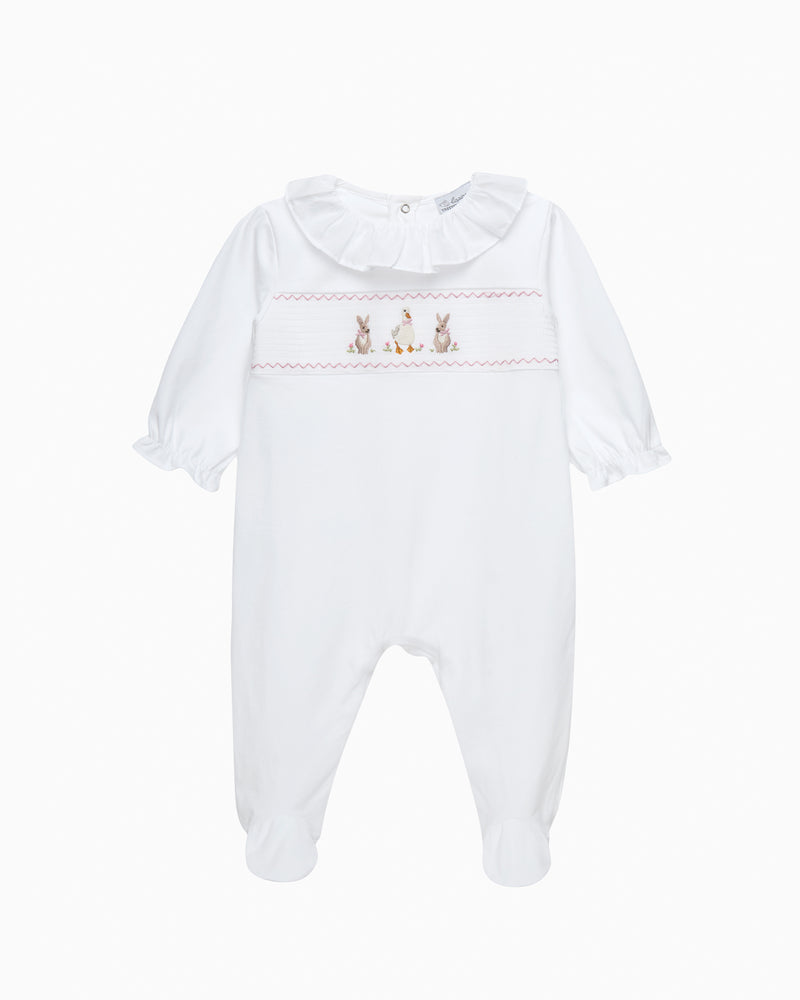 Baby Smocked Onesie in Duck & Bunny