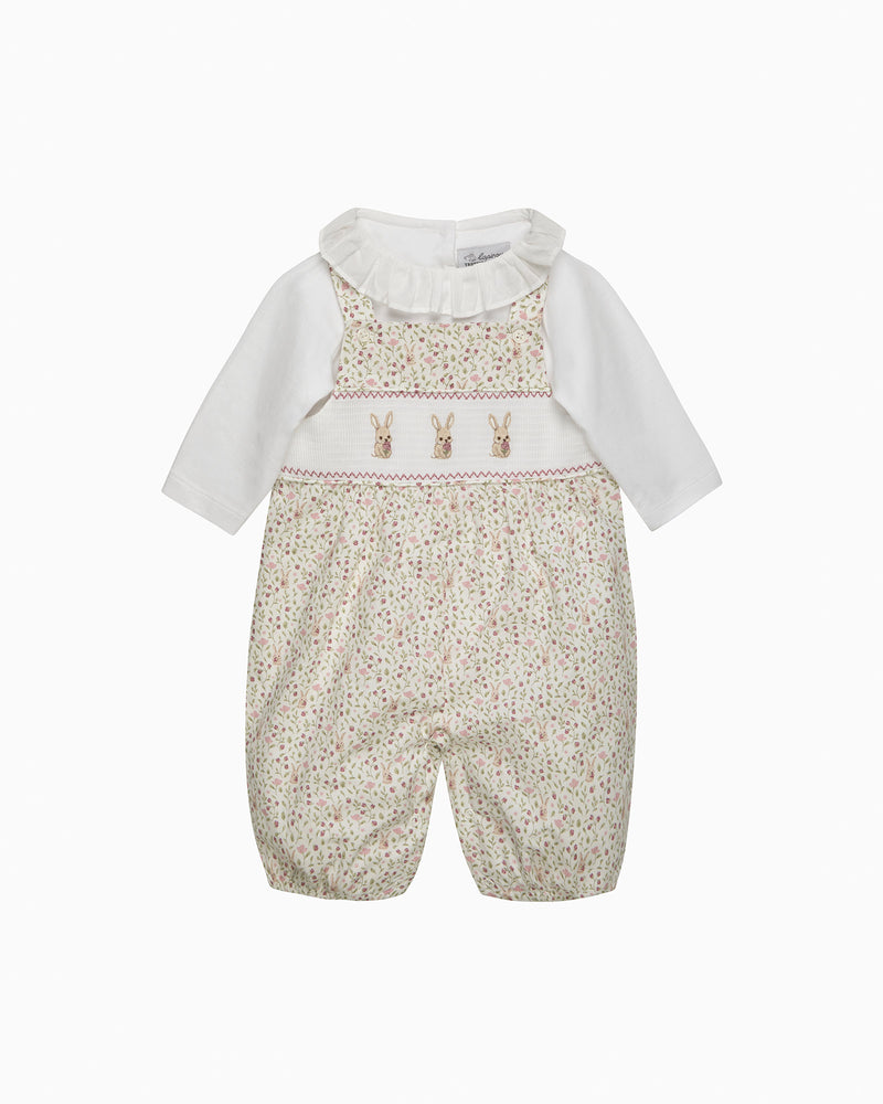 Baby Smocked Overalls Set in Bunny