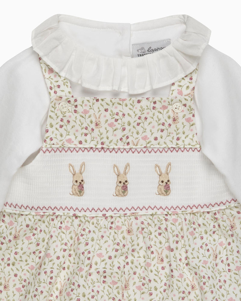 Baby Smocked Overalls Set in Bunny