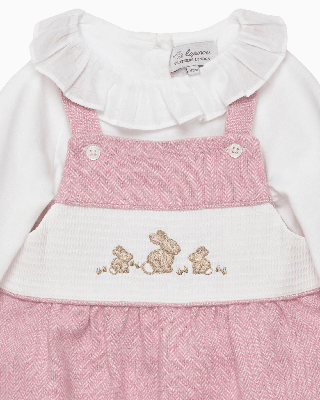 Lapinou Dungarees Baby Smocked Dungaree Set in Bunny