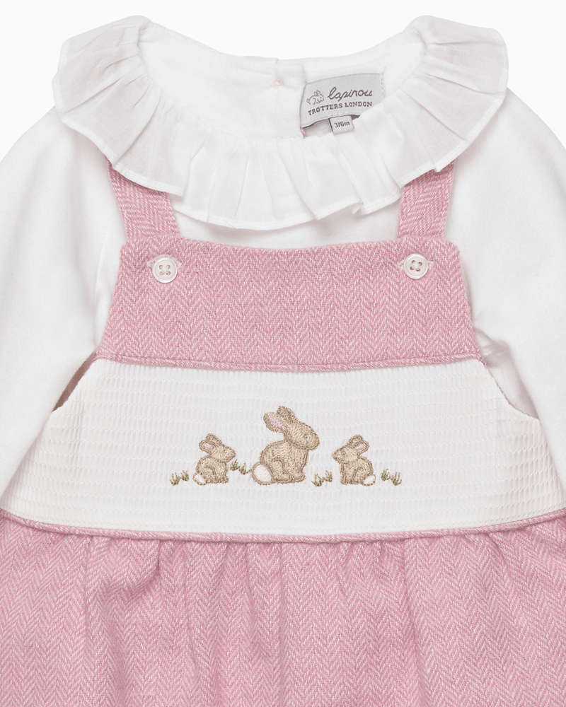 Lapinou Dungarees Baby Smocked Dungaree Set in Bunny