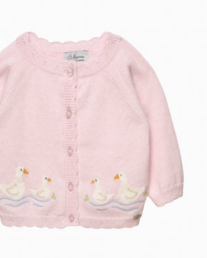 Lapinou Cardigan Baby Duck Cardigan in Pale Pink