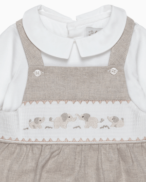 Lapinou Dungarees Baby Smocked Dungaree Set in Elephant