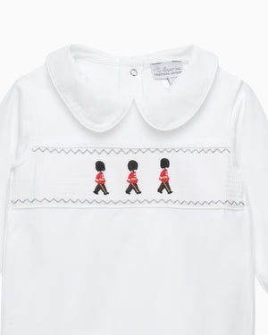Baby Smocked Onesie in Guardsman