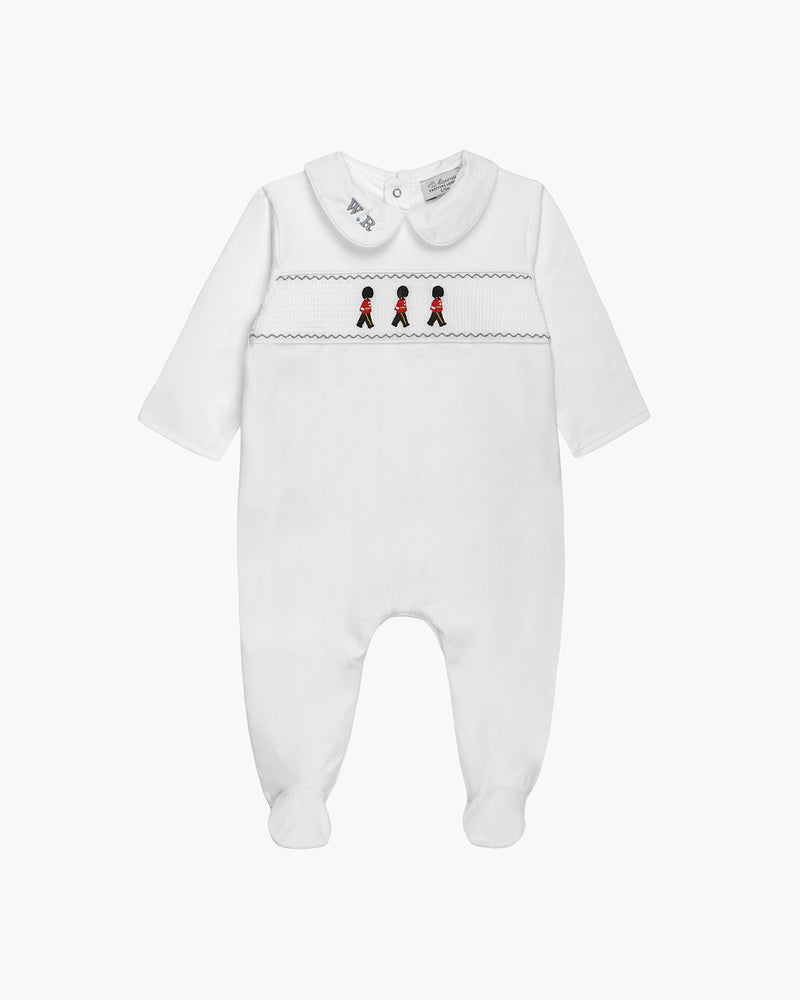 Baby Smocked Onesie in Guardsman
