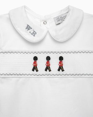Baby Smocked Onesie in Guardsman