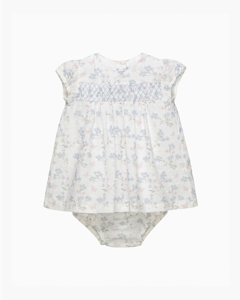 Baby My First Smocked Dress in Blue Plumetis